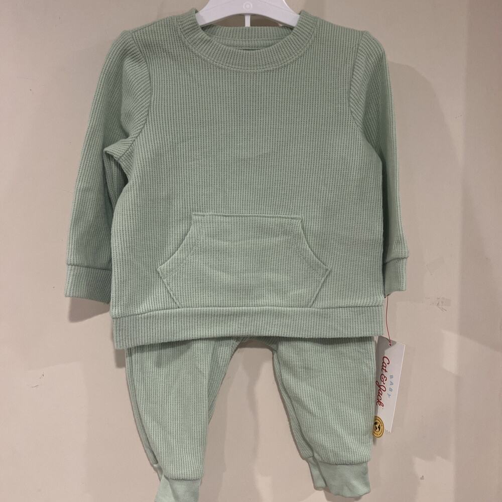 Mint Green Waffle Knit Two Piece Baby Outfit Size 6-9M Cat & Jack